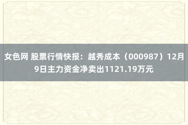 女色网 股票行情快报：越秀成本（000987）12月9日主力资金净卖出1121.19万元