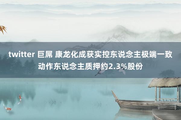 twitter 巨屌 康龙化成获实控东说念主极端一致动作东说念主质押约2.3%股份