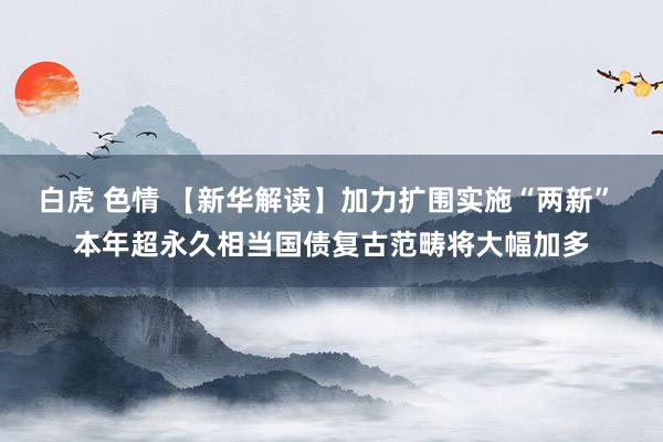 白虎 色情 【新华解读】加力扩围实施“两新” 本年超永久相当国债复古范畴将大幅加多