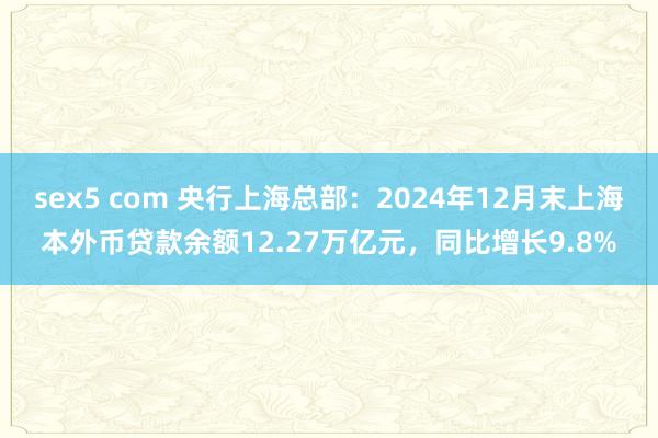 sex5 com 央行上海总部：2024年12月末上海本外币贷款余额12.27万亿元，同比增长9.8%