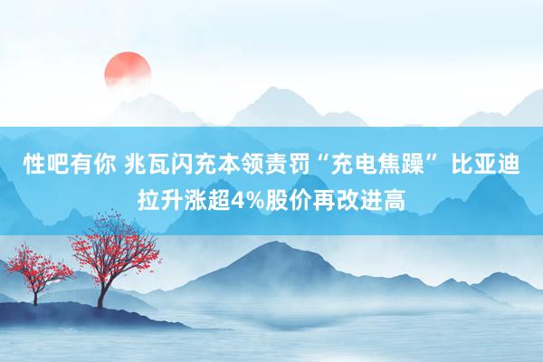 性吧有你 兆瓦闪充本领责罚“充电焦躁” 比亚迪拉升涨超4%股价再改进高